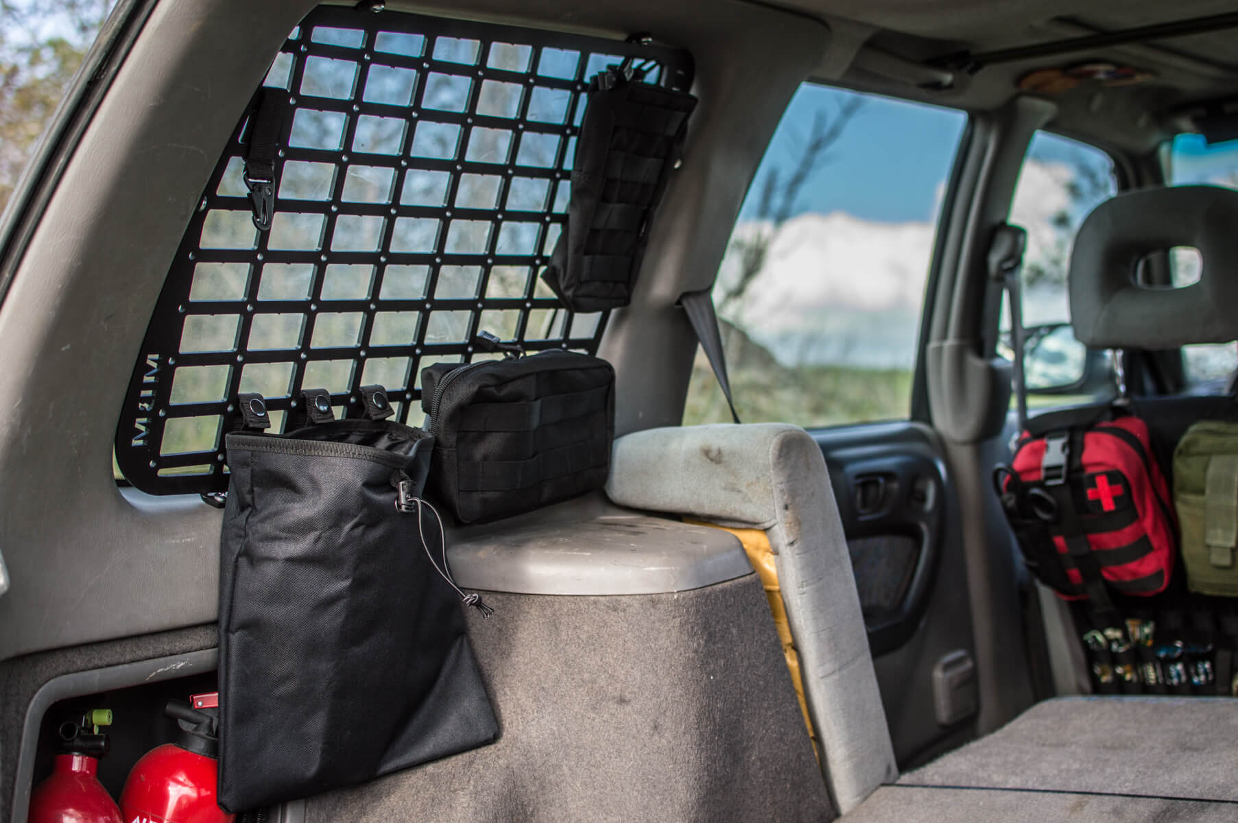 molle rack in a subaru forester