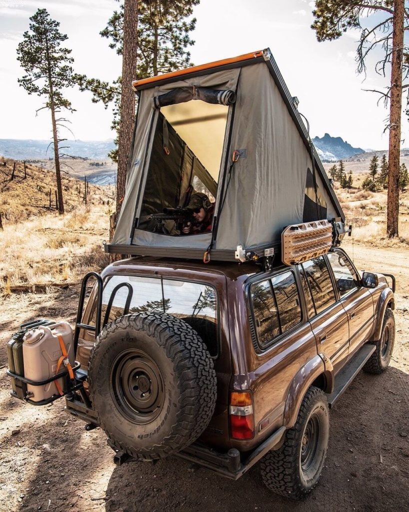 last line of defense gfc hard shell roof tent on a land cruiser