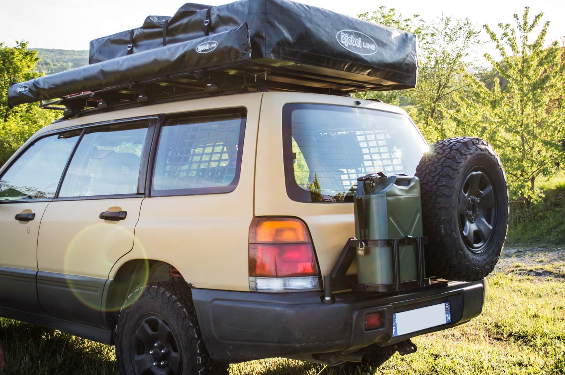 a close up on the subaru forester spare tire carrier